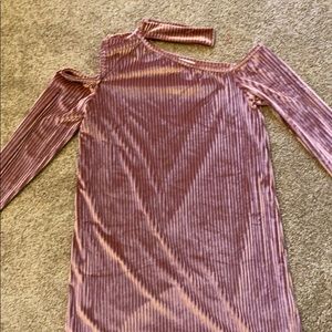 Velvet one shoulder attached neck dress